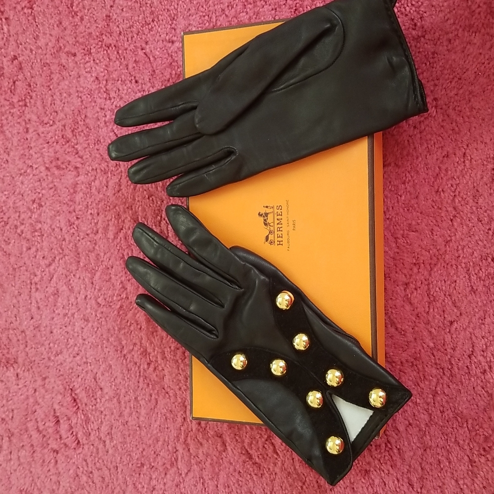 Hermes Gloves Black Leather